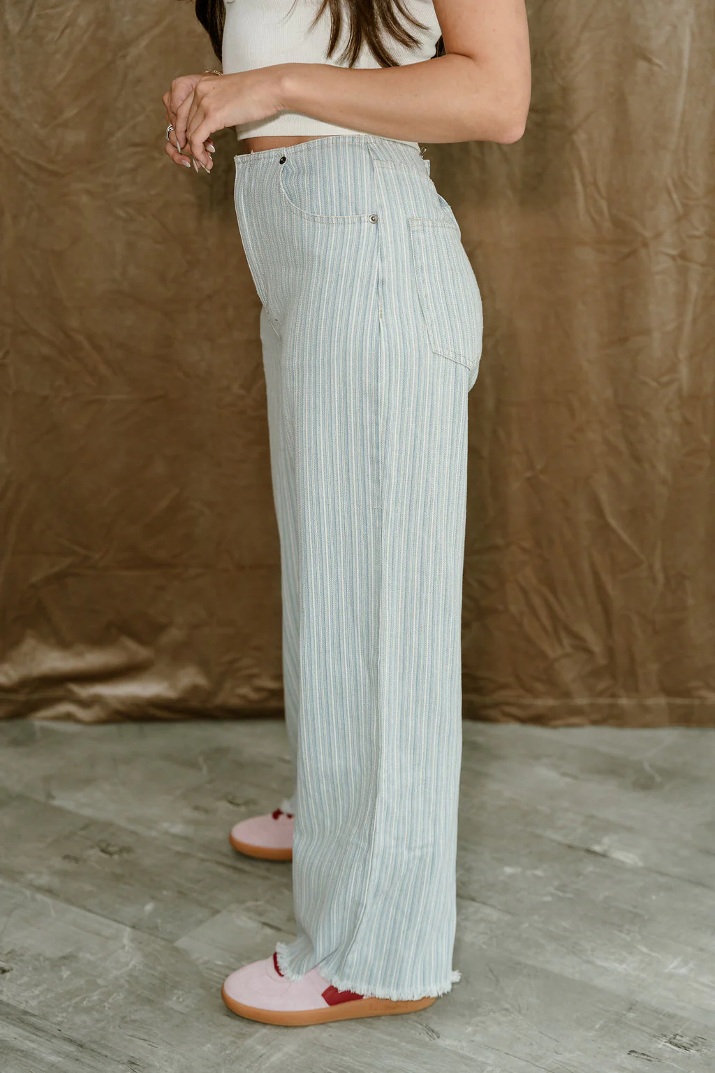 Billie Blue & White Striped Denim Pants - Image 6