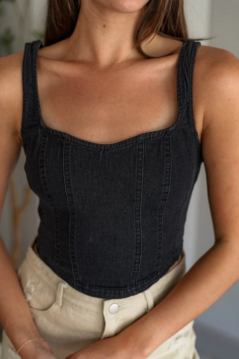 Billie Cropped Denim Tank - Image 3