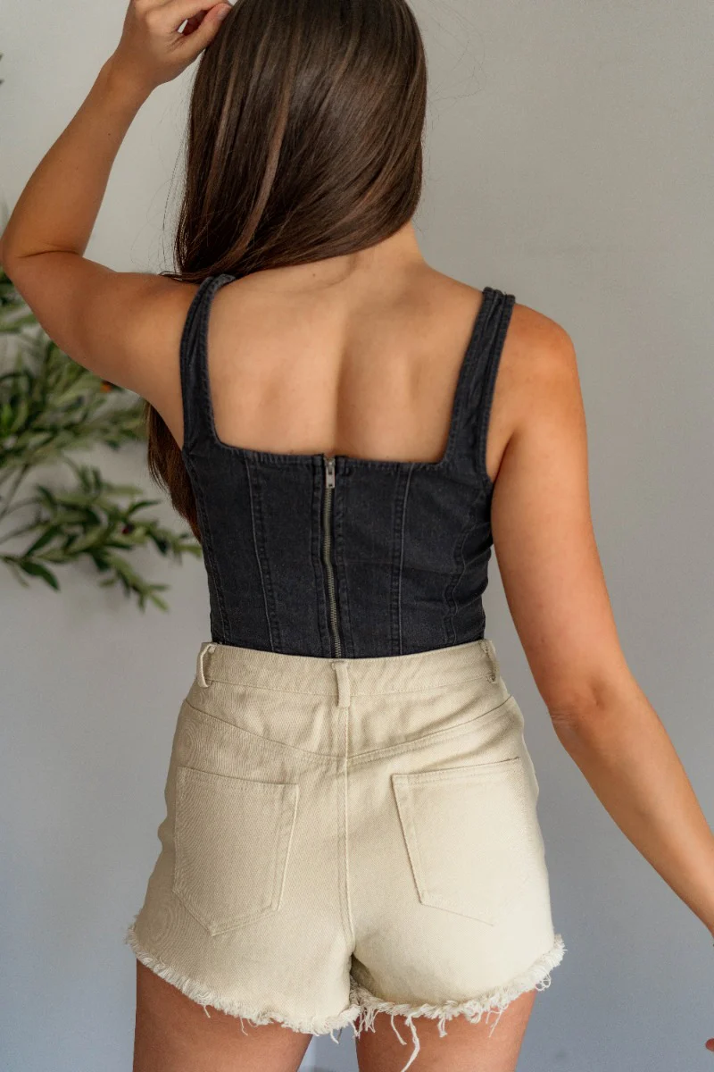 Billie Cropped Denim Tank - Image 5