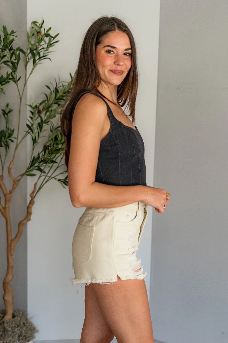 Billie Cropped Denim Tank - Image 6