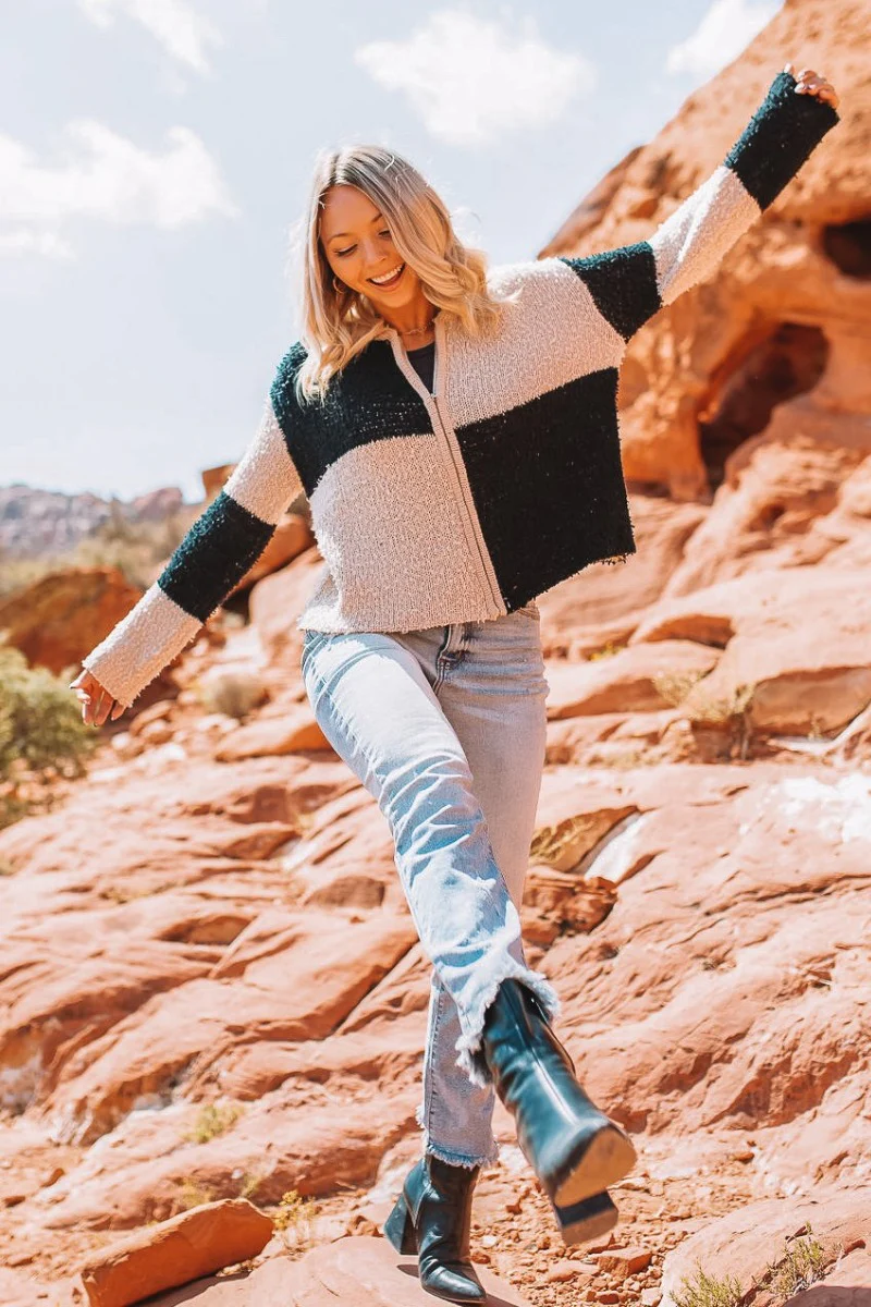 Check It Out Zip-Up Sweater