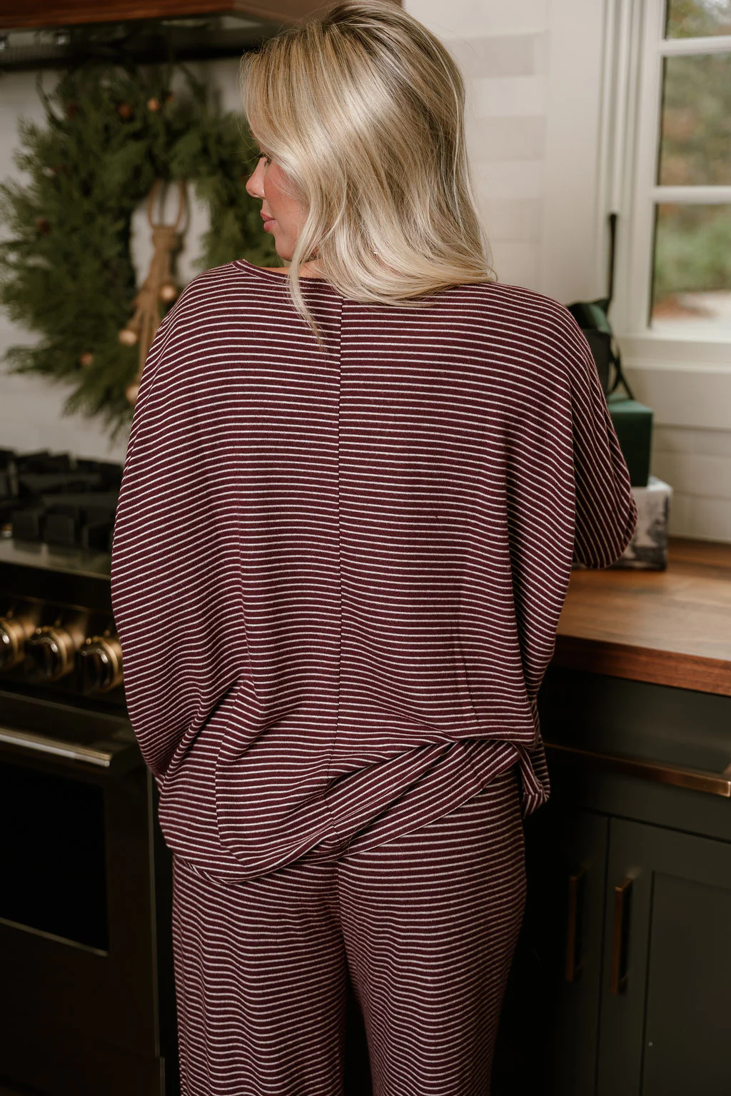 Blair Burgundy Striped Loungewear Set - Image 11