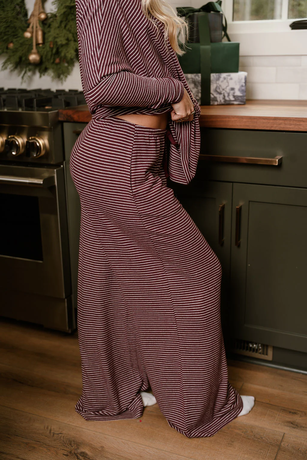 Blair Burgundy Striped Loungewear Set - Image 12