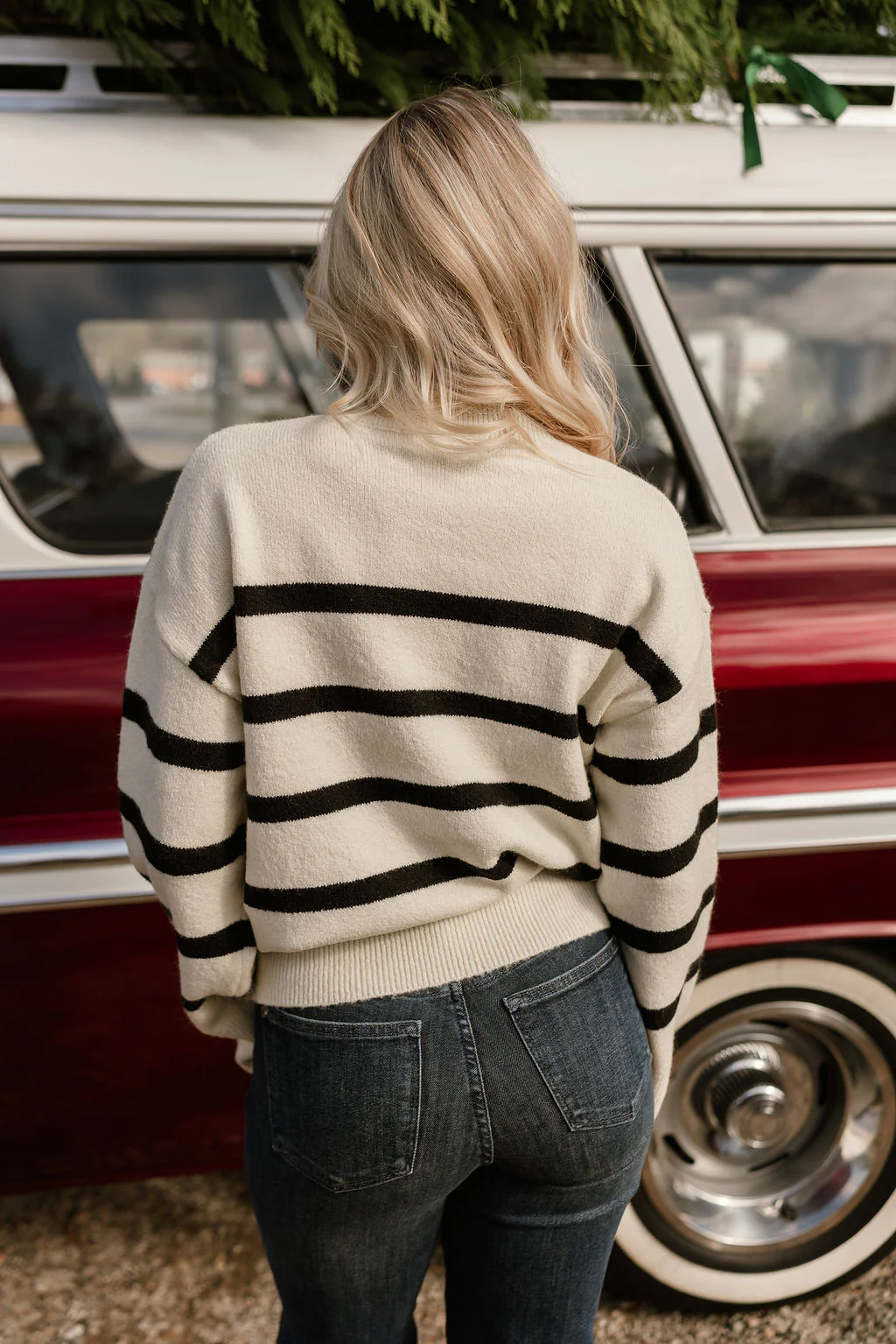 Blair Cream & Black Stripe Knit Sweater - Image 4