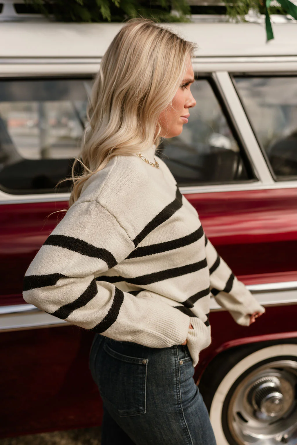 Blair Cream & Black Stripe Knit Sweater - Image 6