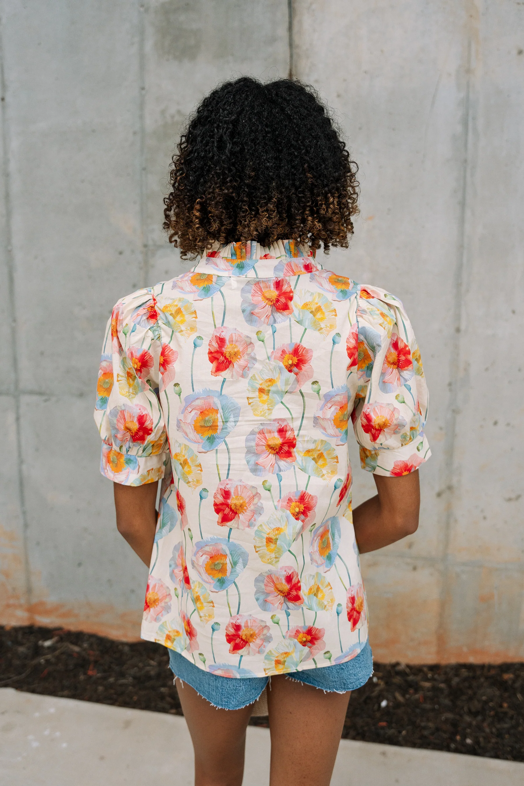 Blair Cream Multi Floral Short Sleeve Top - Image 4