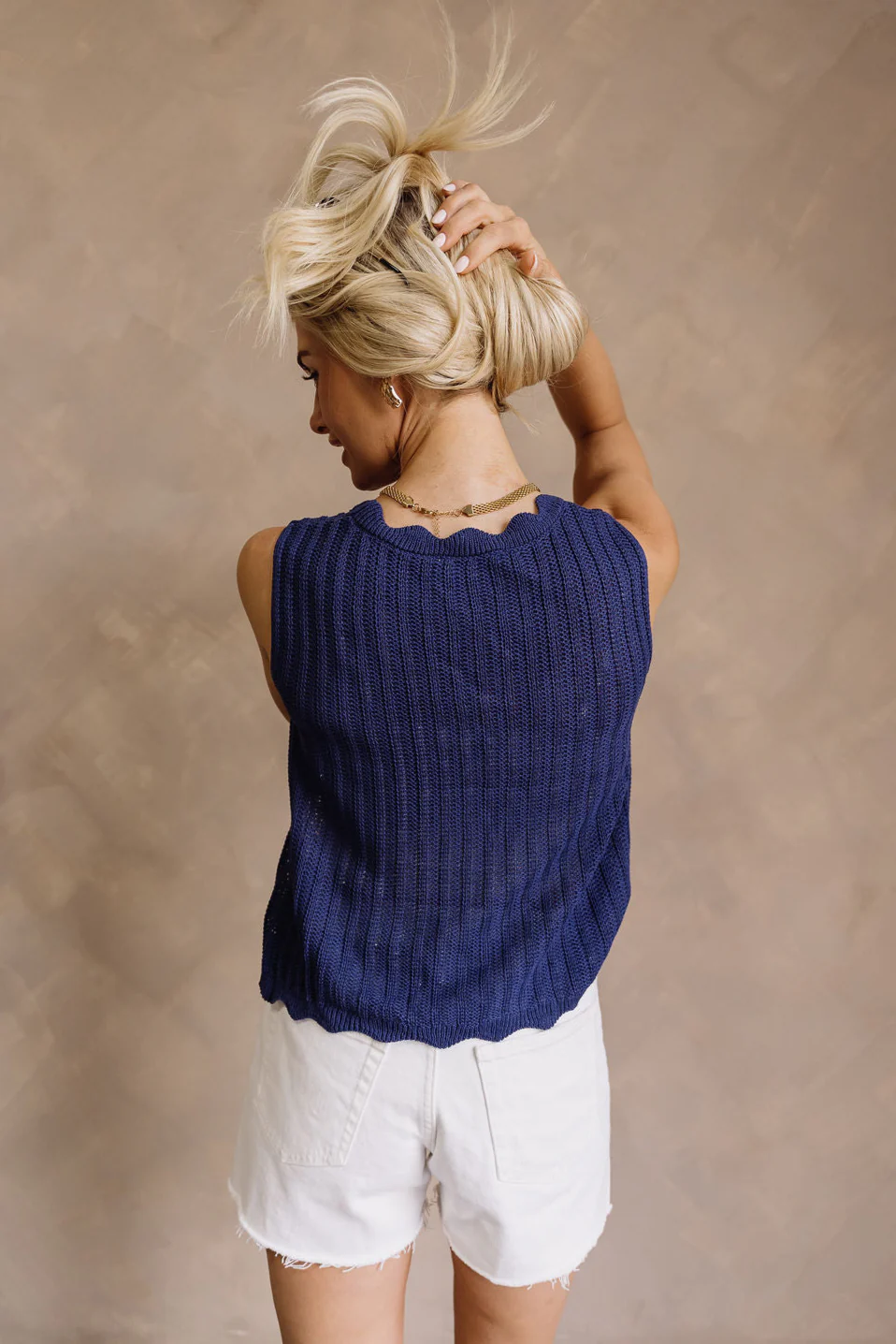 Blair Navy Blue Knit Scallop Tank - Image 8