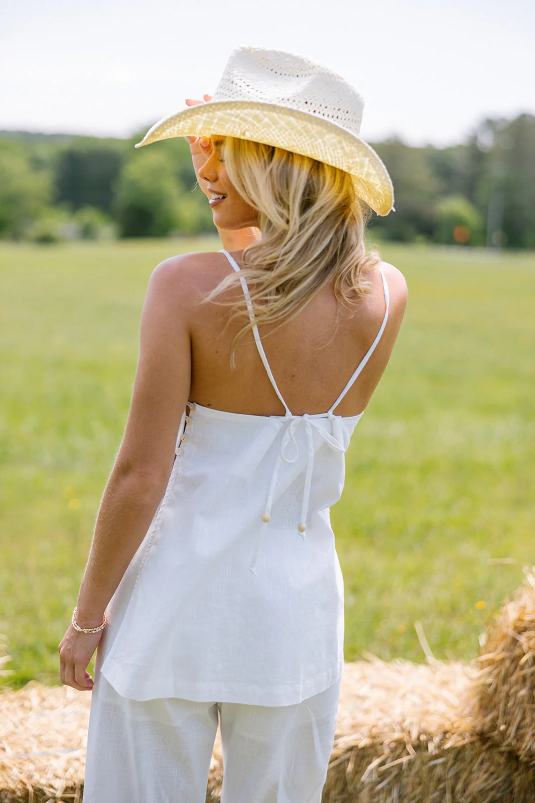 Blair White Linen Slits Tank - Image 4