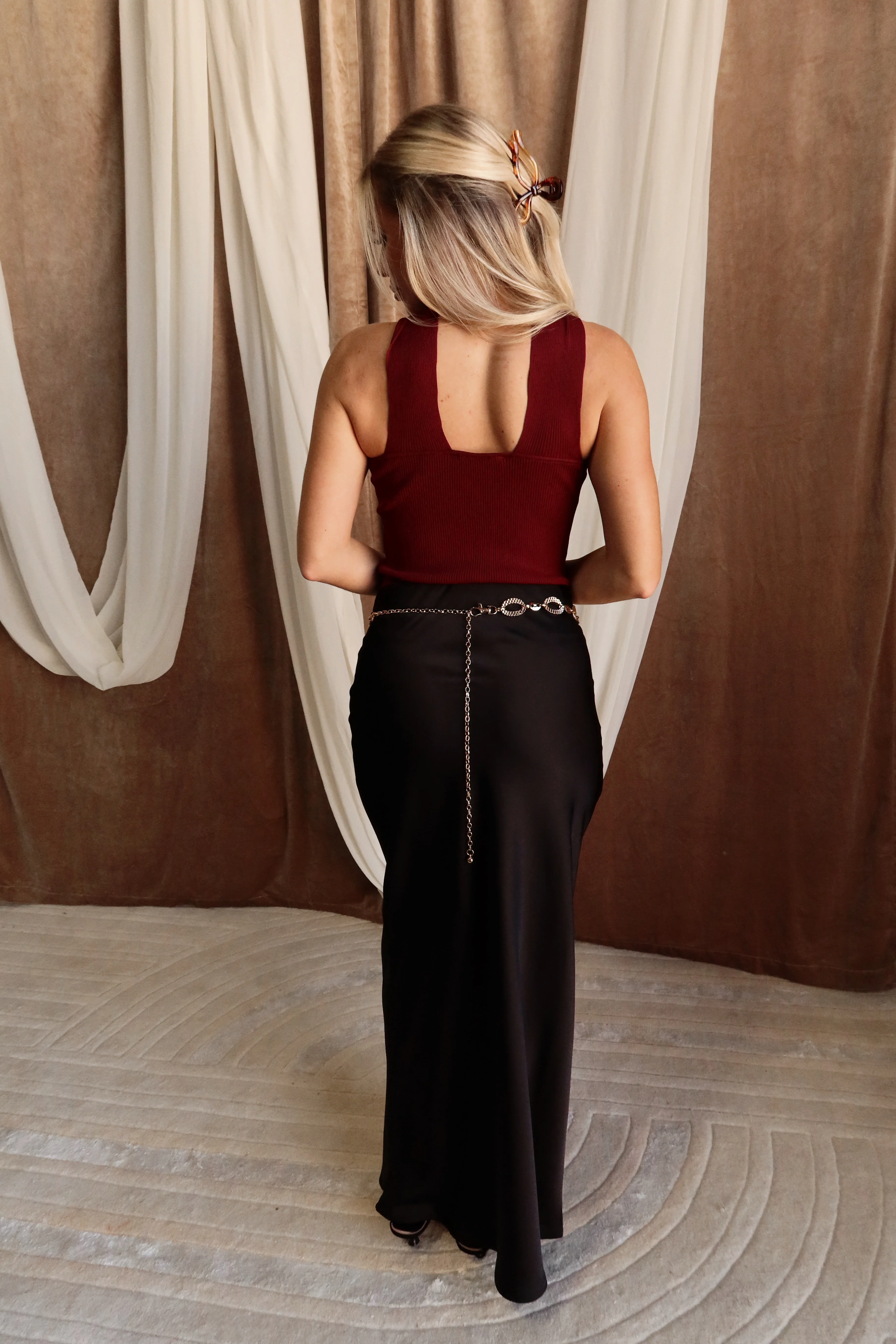 Blaire Burgundy & Gold Criss-Cross Tank - Image 4