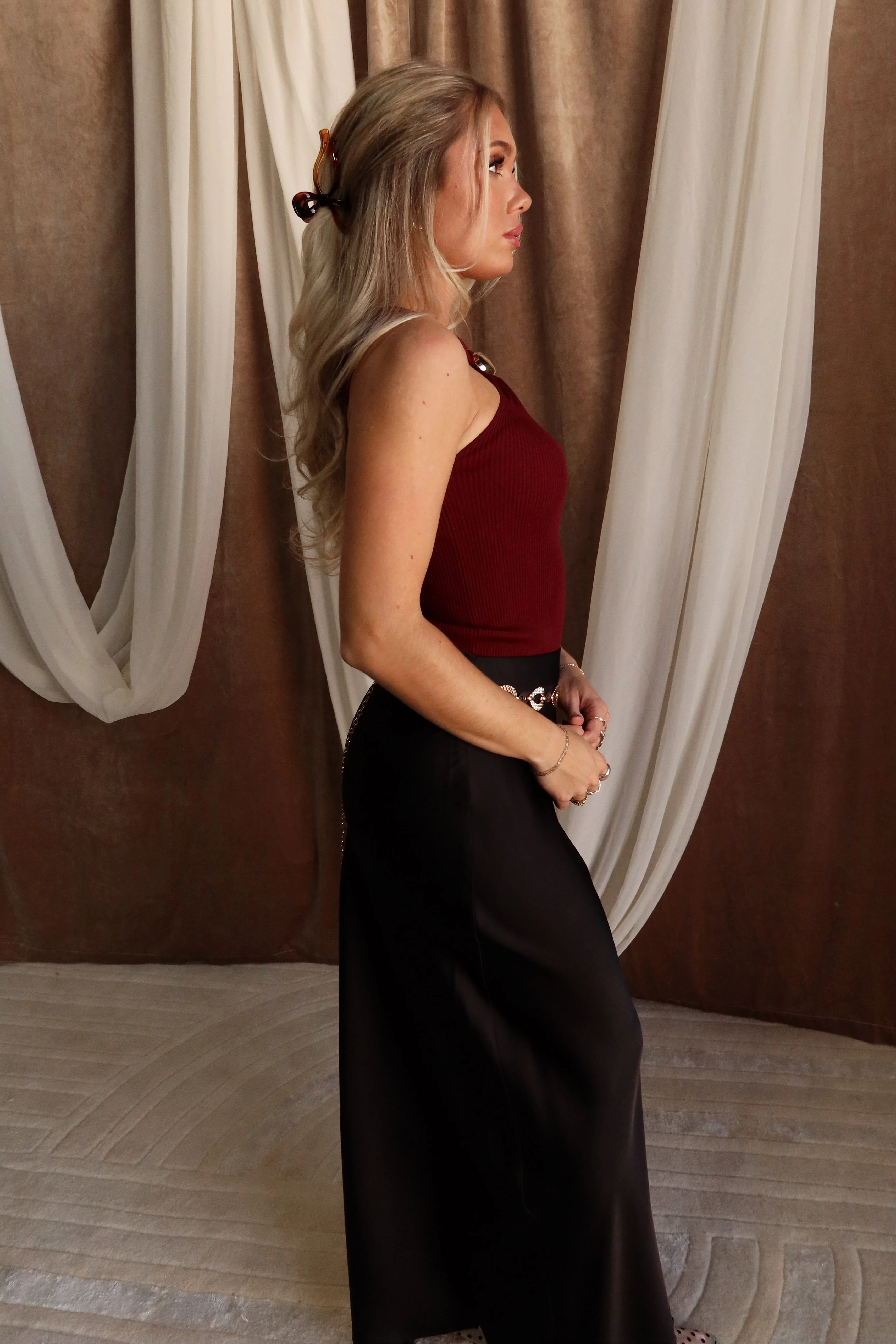 Blaire Burgundy & Gold Criss-Cross Tank - Image 6