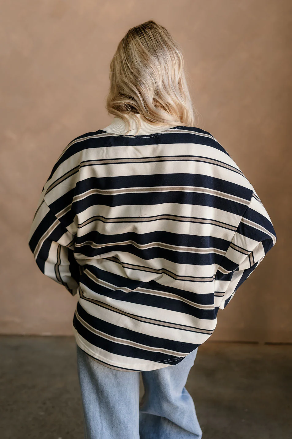 Blaire Navy Multi Stripe Long Sleeve Sweatshirt - Image 4