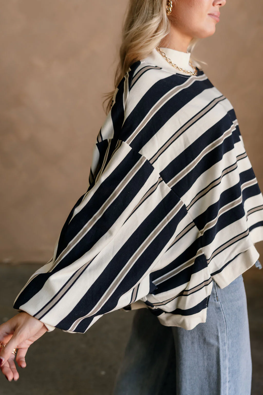 Blaire Navy Multi Stripe Long Sleeve Sweatshirt - Image 7