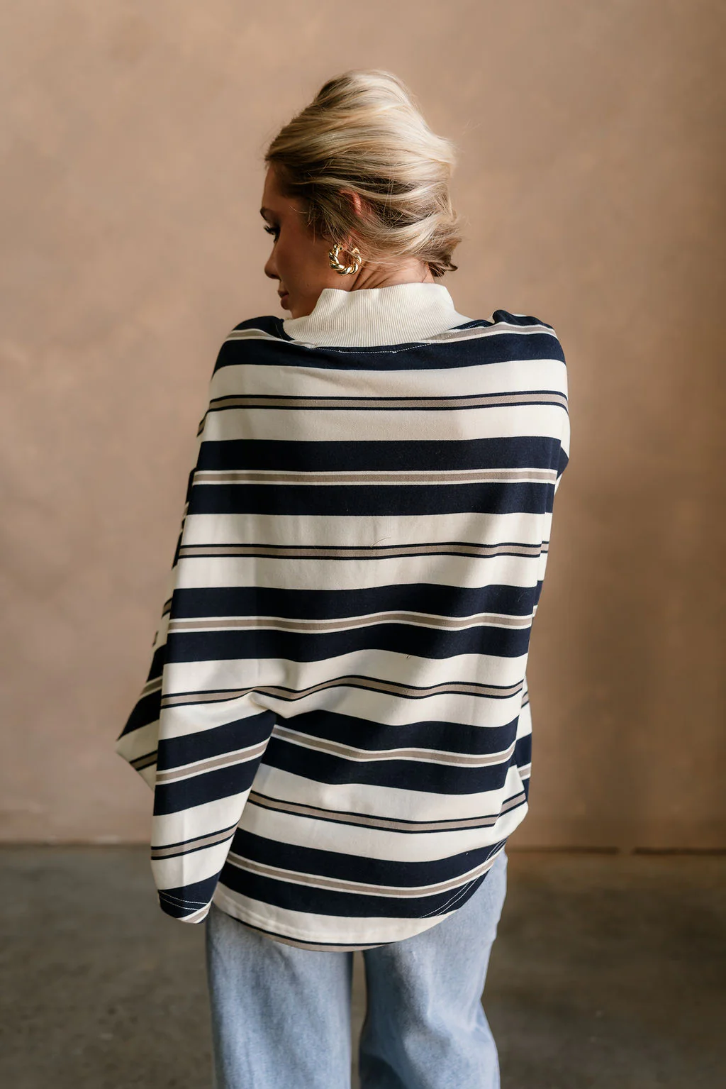 Blaire Navy Multi Stripe Long Sleeve Sweatshirt - Image 9