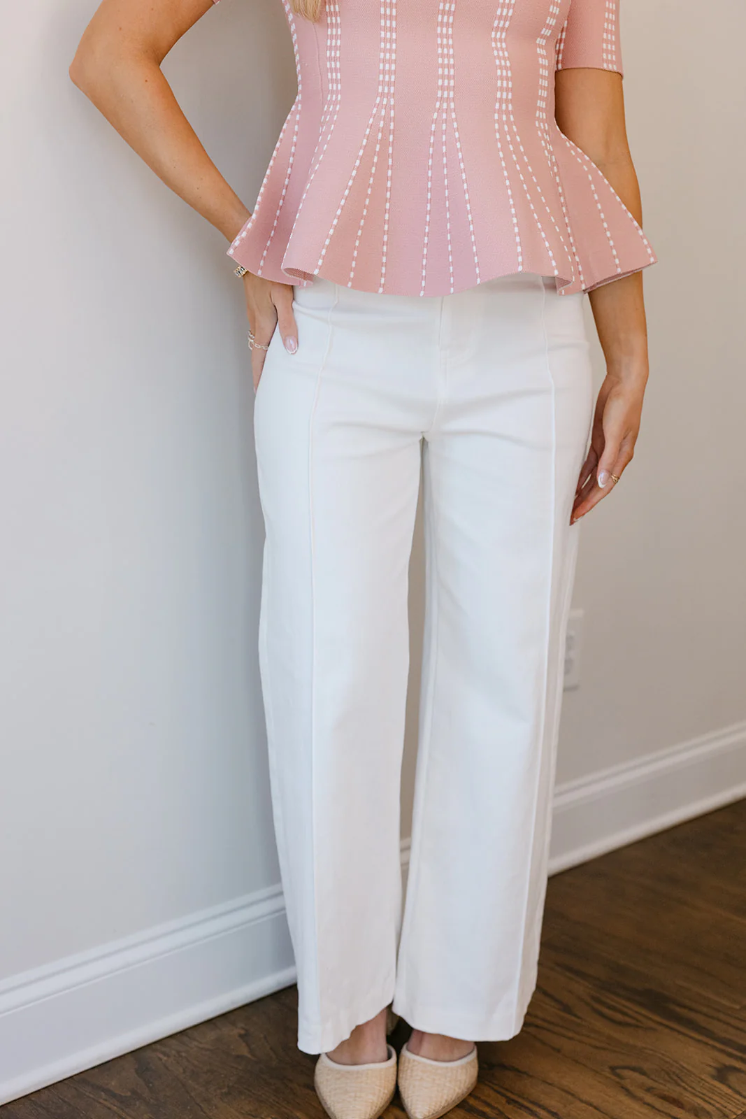 Blaire Off White Wide Leg Pants - Image 4