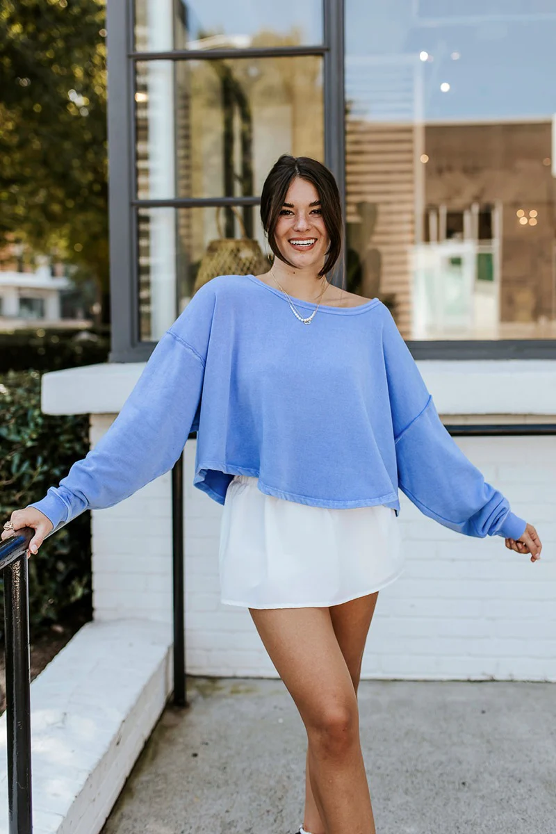 Blake Cropped Sweatshirt In Indigo