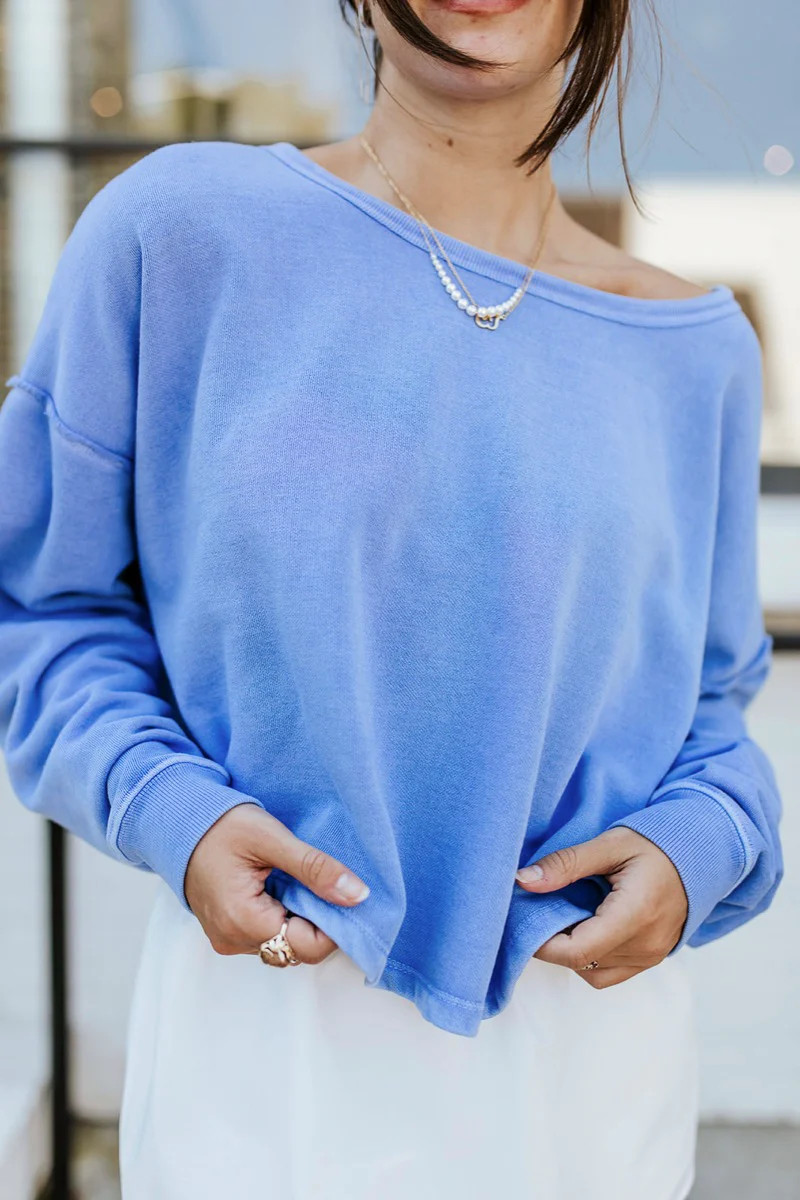 Blake Cropped Sweatshirt In Indigo - Image 3