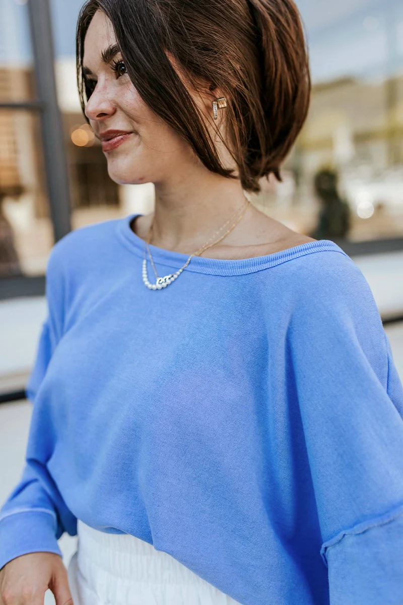 Blake Cropped Sweatshirt In Indigo - Image 5
