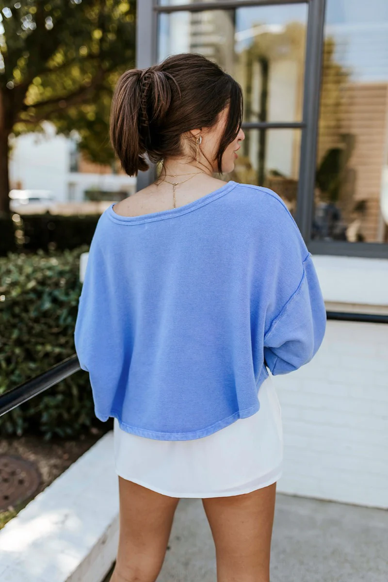 Blake Cropped Sweatshirt In Indigo - Image 6