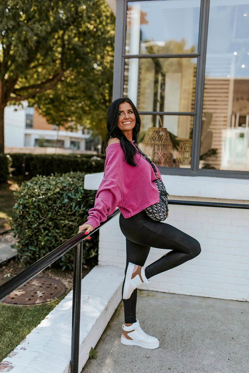 Blake Cropped Sweatshirt In Purple - Image 2
