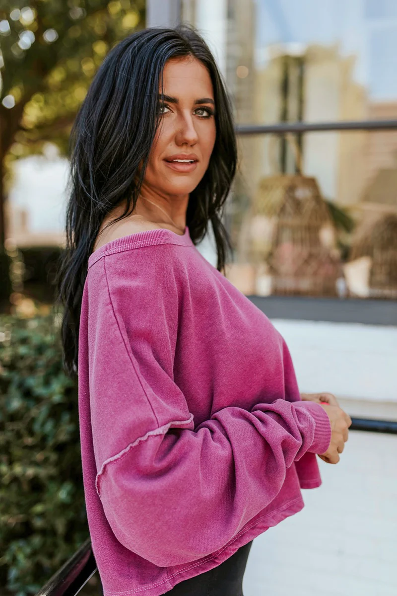 Blake Cropped Sweatshirt In Purple - Image 6