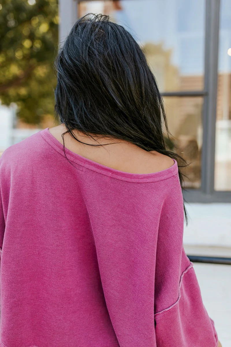 Blake Cropped Sweatshirt In Purple - Image 7