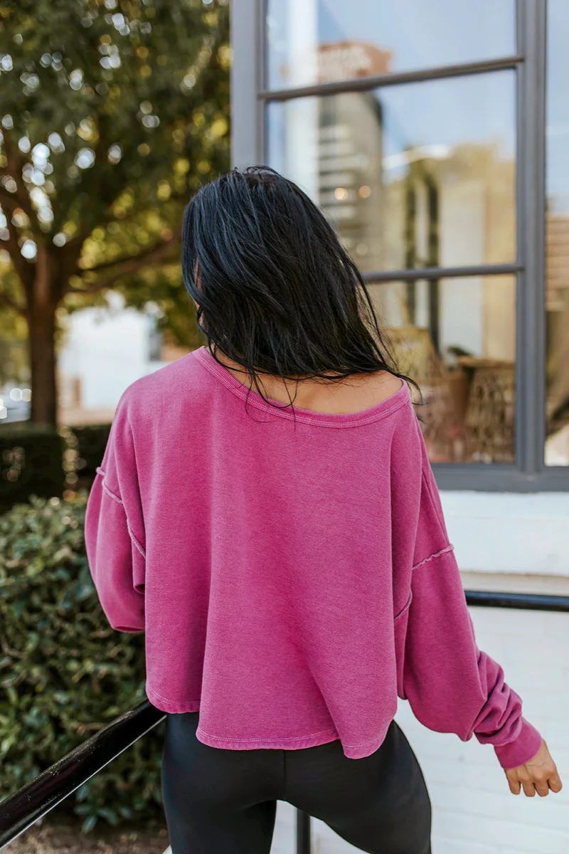 Blake Cropped Sweatshirt In Purple - Image 8