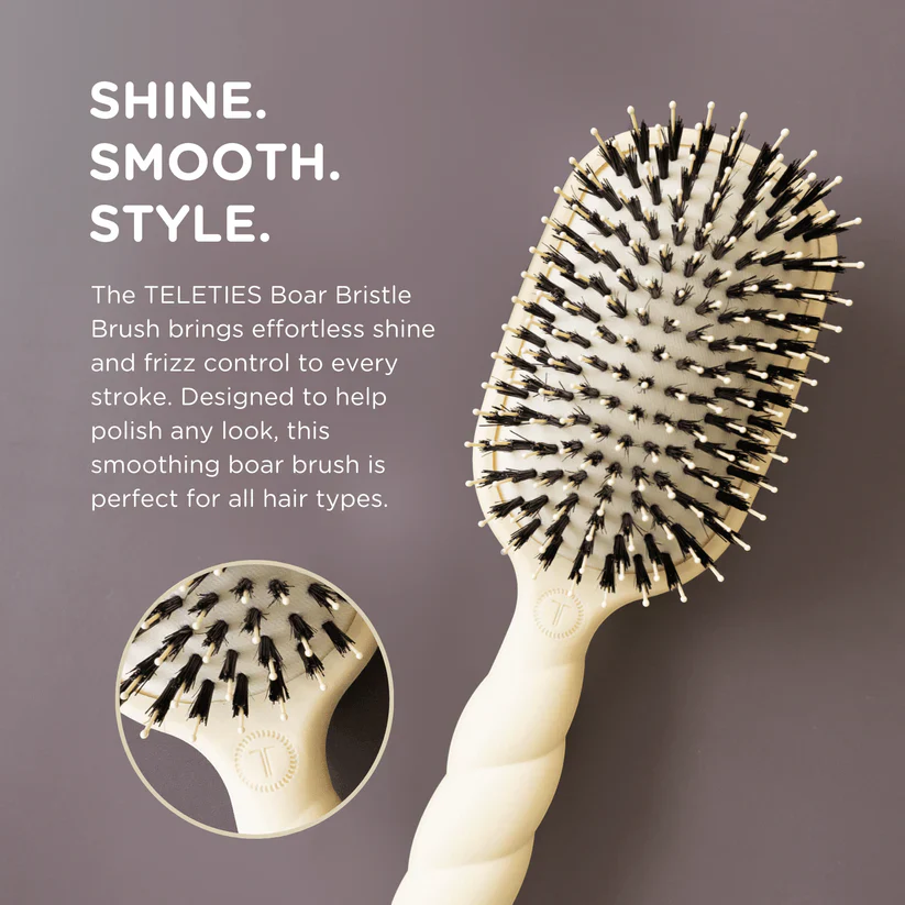 Boar Bristle Hair Brush in Tan - Image 4