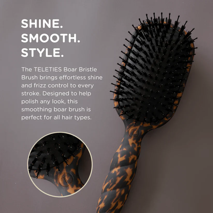 Boar Bristle Hair Brush in Tortoise - Image 4