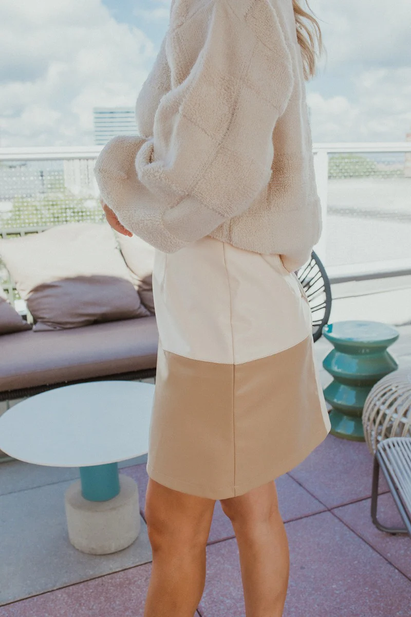 Born Diva Color-Block Skirt In Tan - Image 3