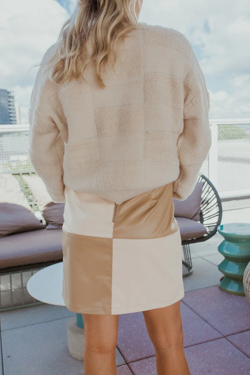 Born Diva Color-Block Skirt In Tan - Image 4