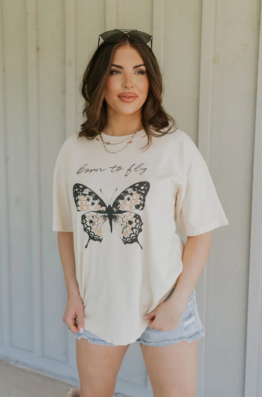 Born To Fly Butterfly Graphic Tee