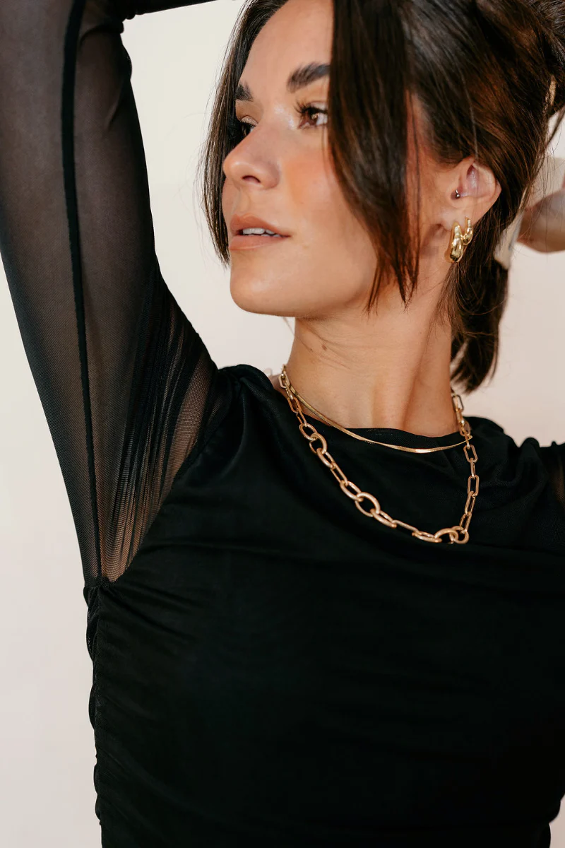 Boston Black Mesh Long Sleeve Bodysuit - Image 7