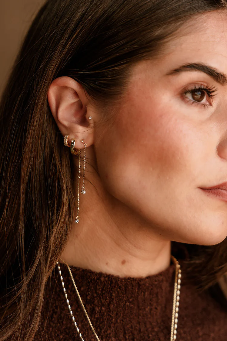 Brandy Gold & Pearl Chain Earrings