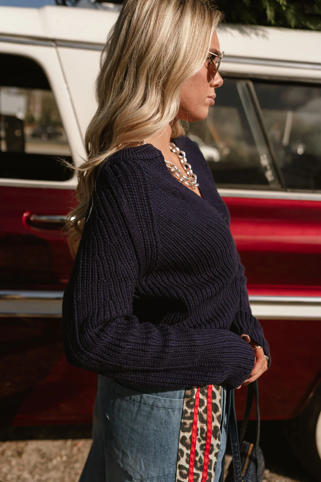 Brenley Navy Button Up Cardigan - Image 4