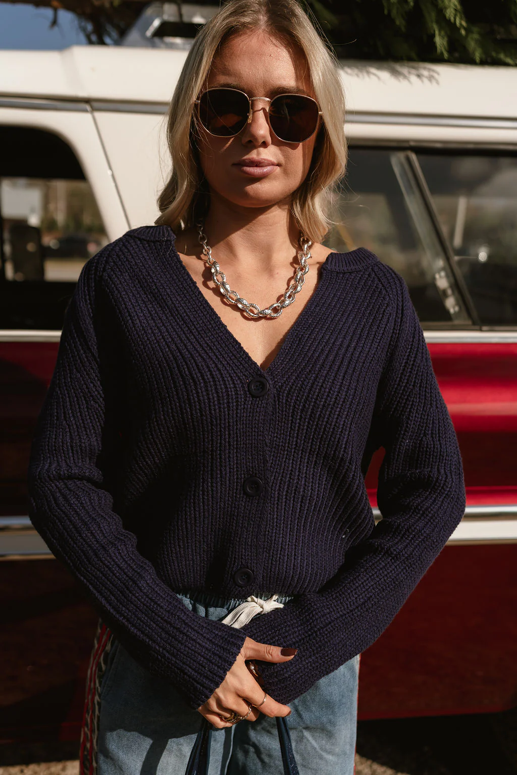Brenley Navy Button Up Cardigan - Image 7