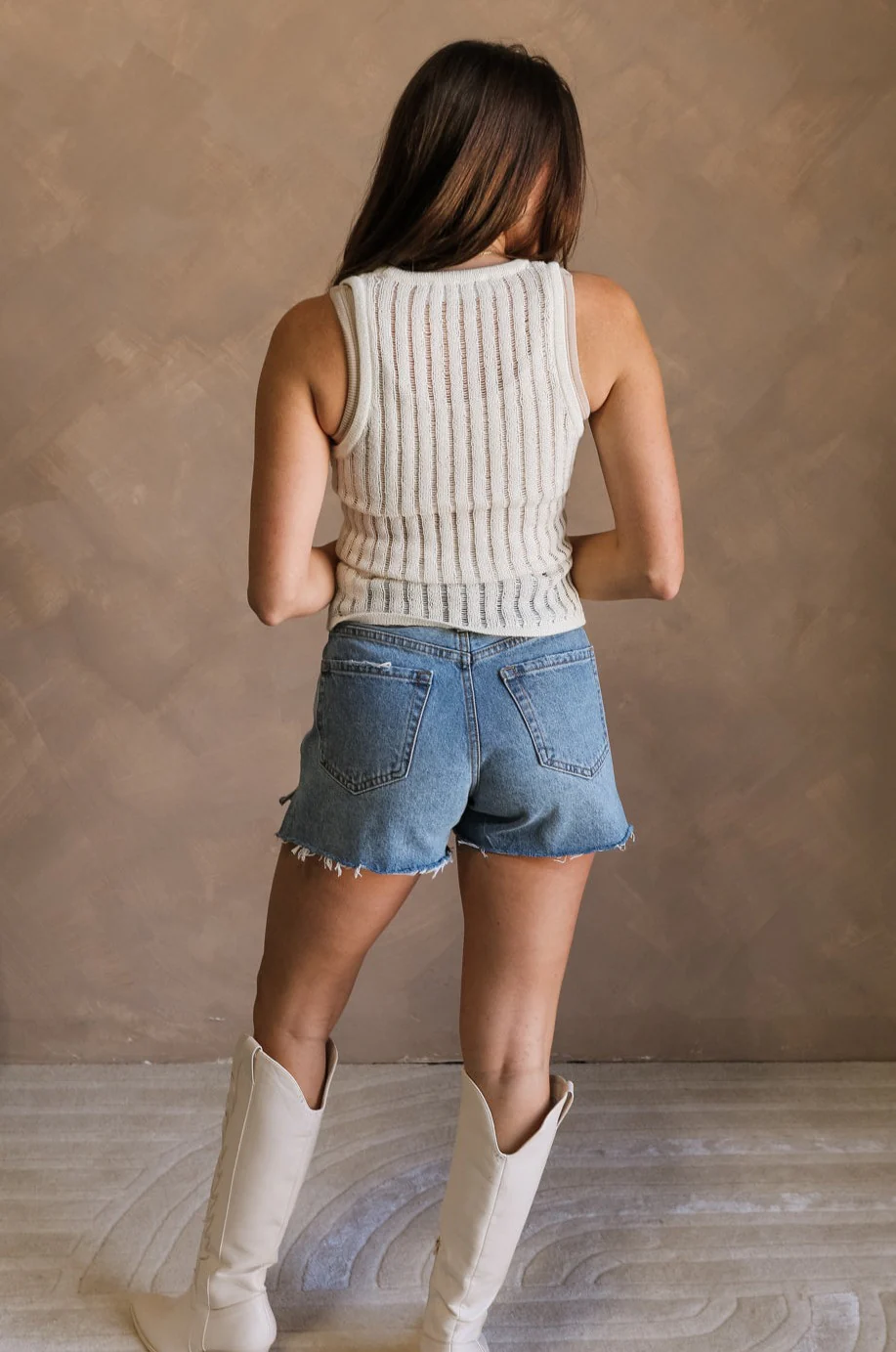 Bria Cream Knit Sleeveless Tank - Image 5