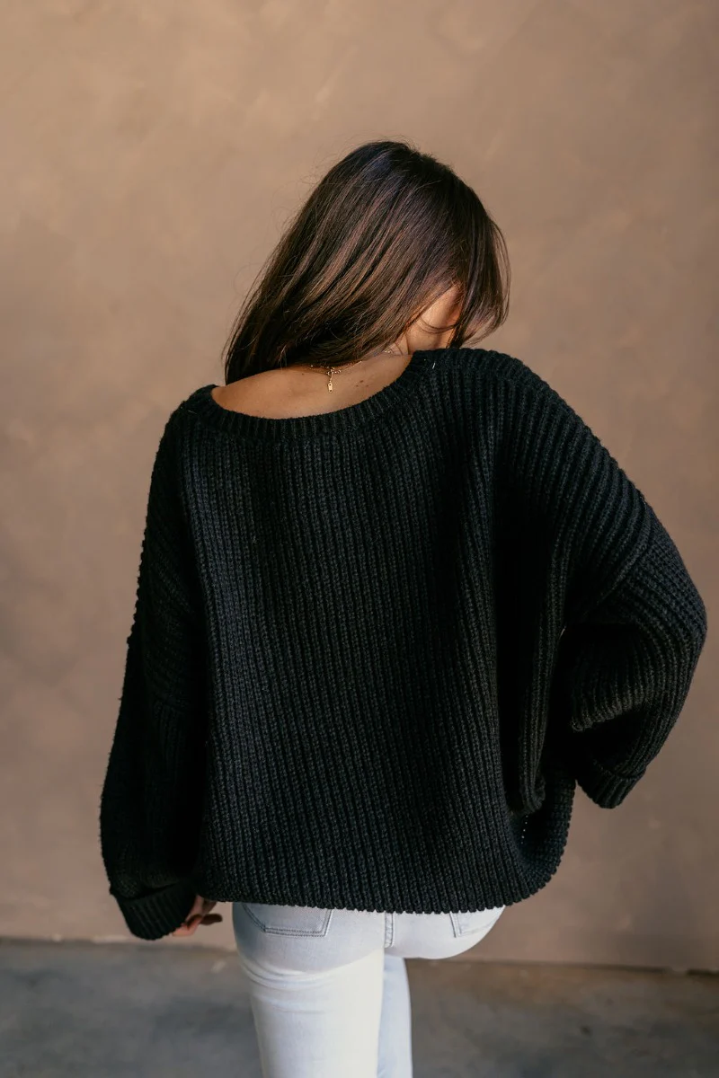 Briana Black Chest Pocket Sweater - Image 6