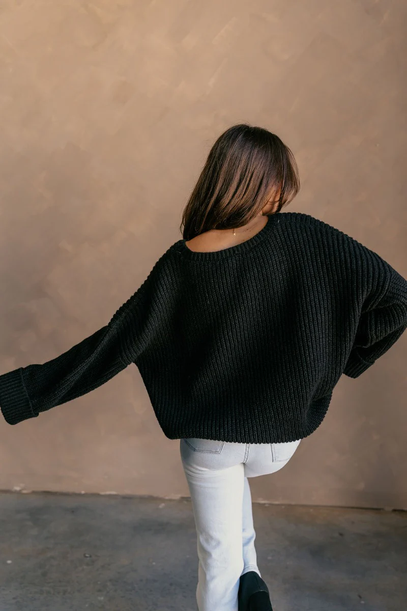 Briana Black Chest Pocket Sweater - Image 7