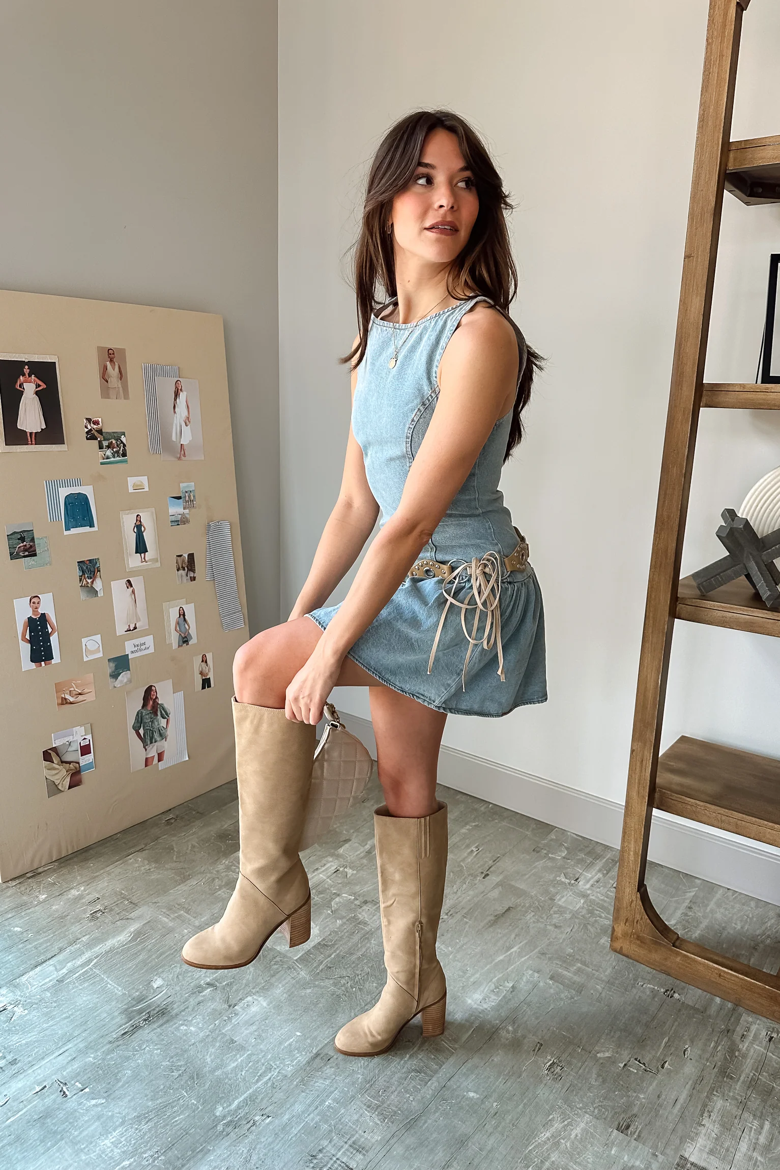 Brianna Denim Drop Waist Mini Dress - Image 5