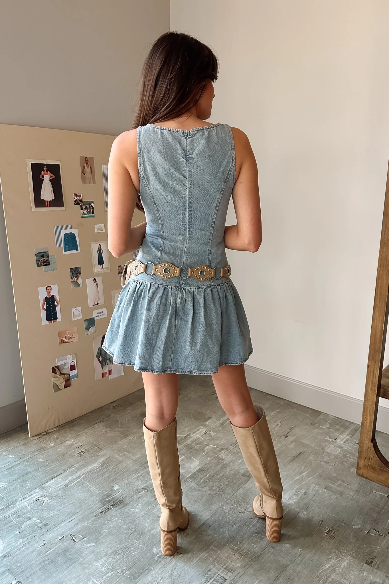 Brianna Denim Drop Waist Mini Dress - Image 7