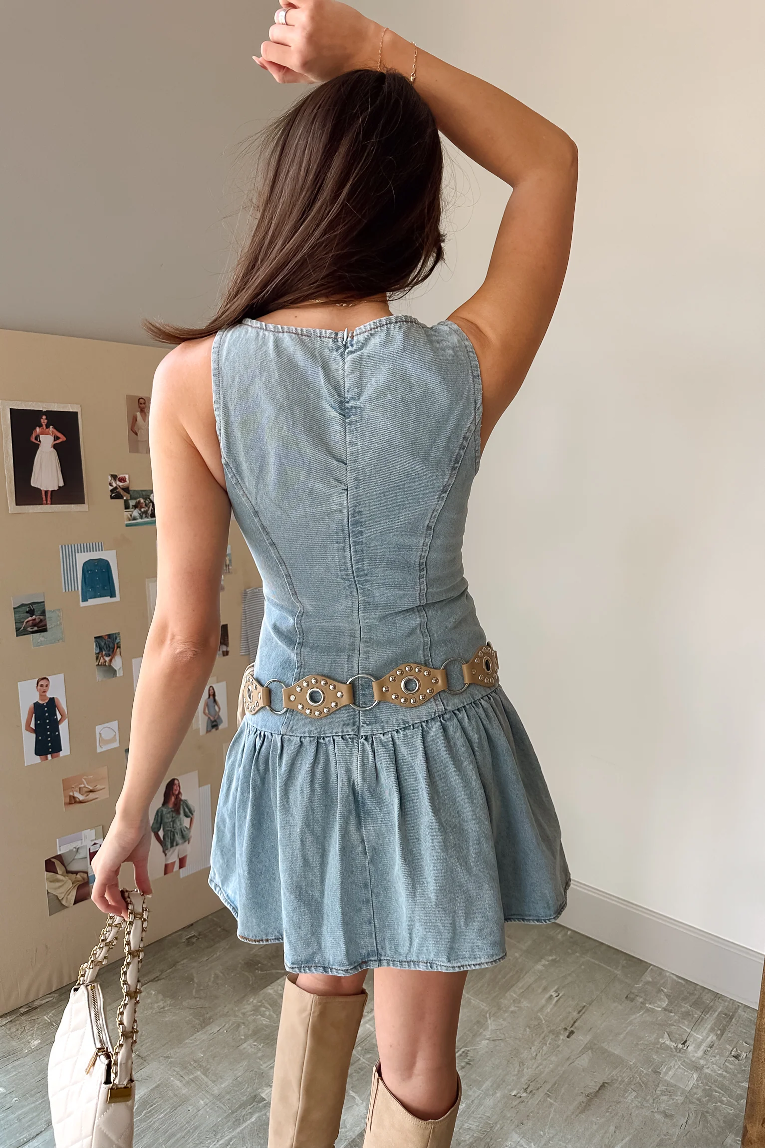 Brianna Denim Drop Waist Mini Dress - Image 8