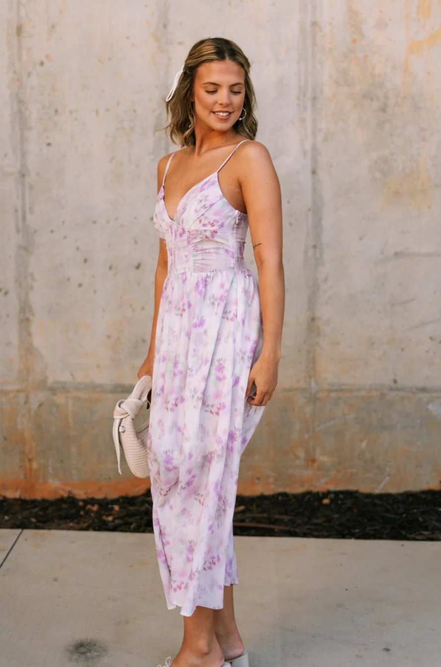 Bridget Lavender Watercolor Midi Dress - Image 6