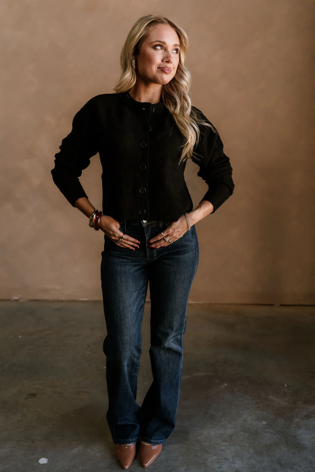 Bridgette Black Side Slit Cardigan
