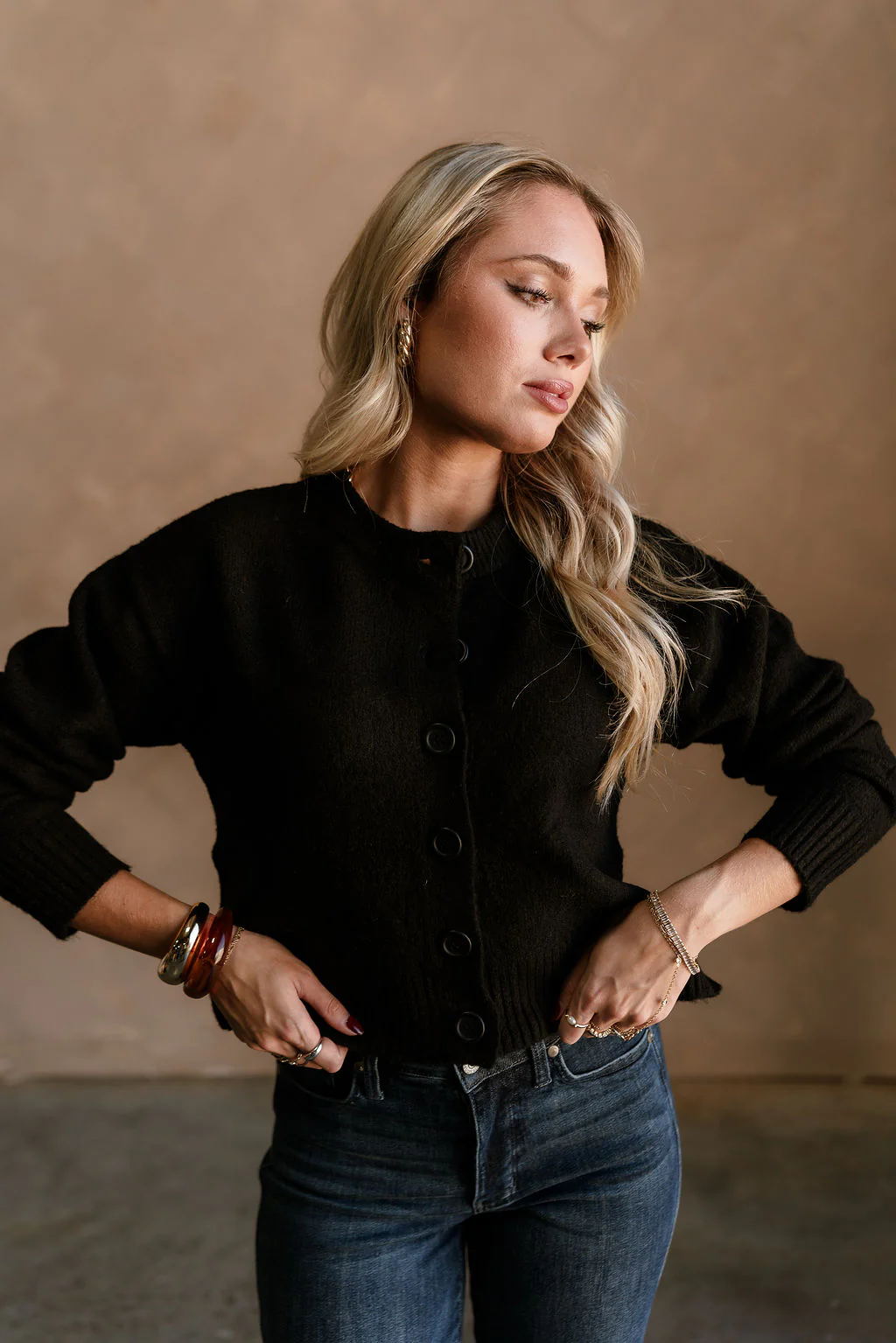 Bridgette Black Side Slit Cardigan - Image 2