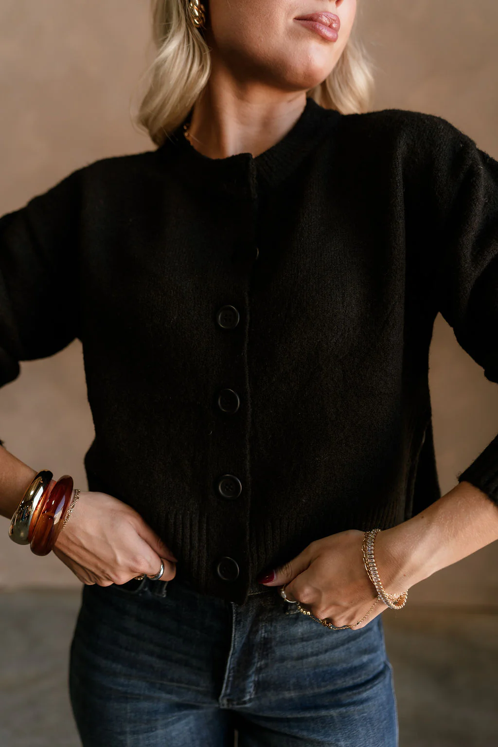 Bridgette Black Side Slit Cardigan - Image 3