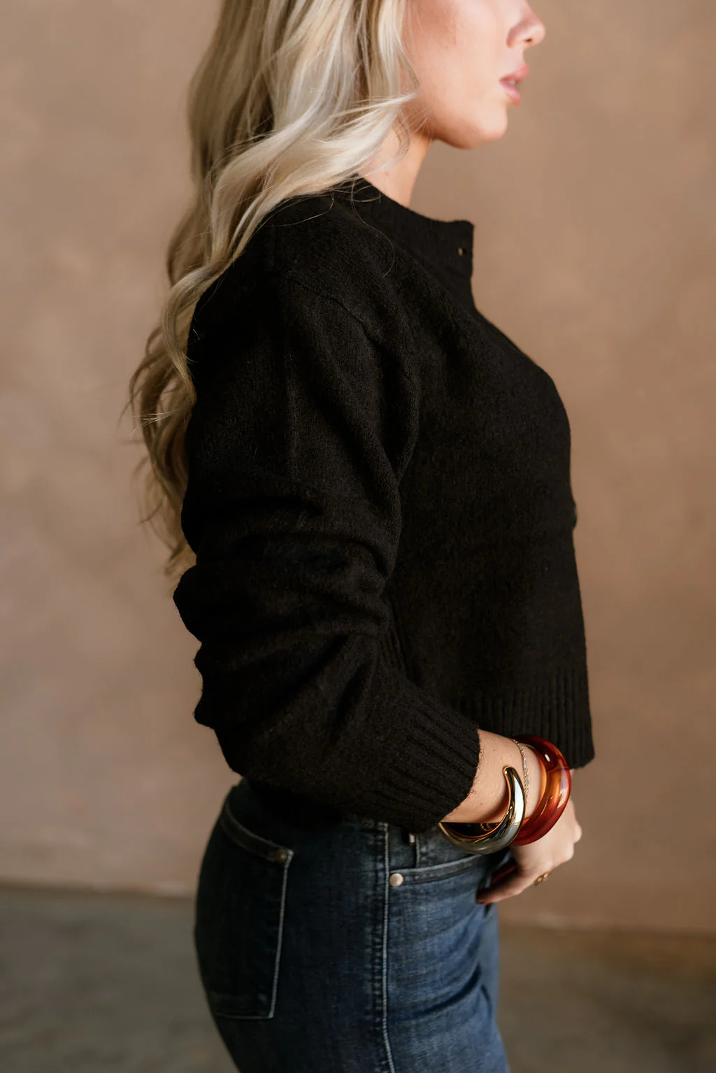 Bridgette Black Side Slit Cardigan - Image 4