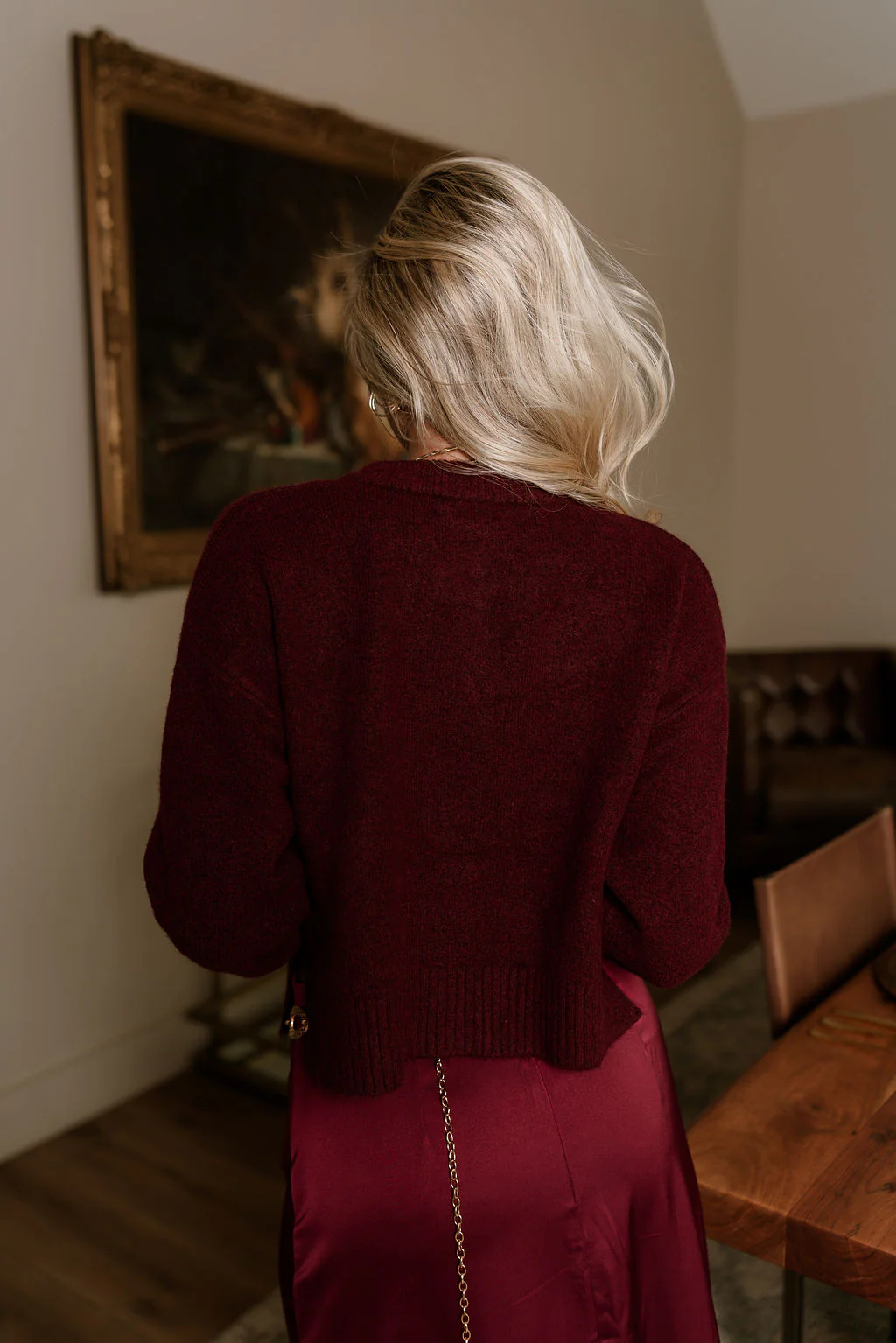 Bridgette Burgundy Side Slit Cardigan - Image 6