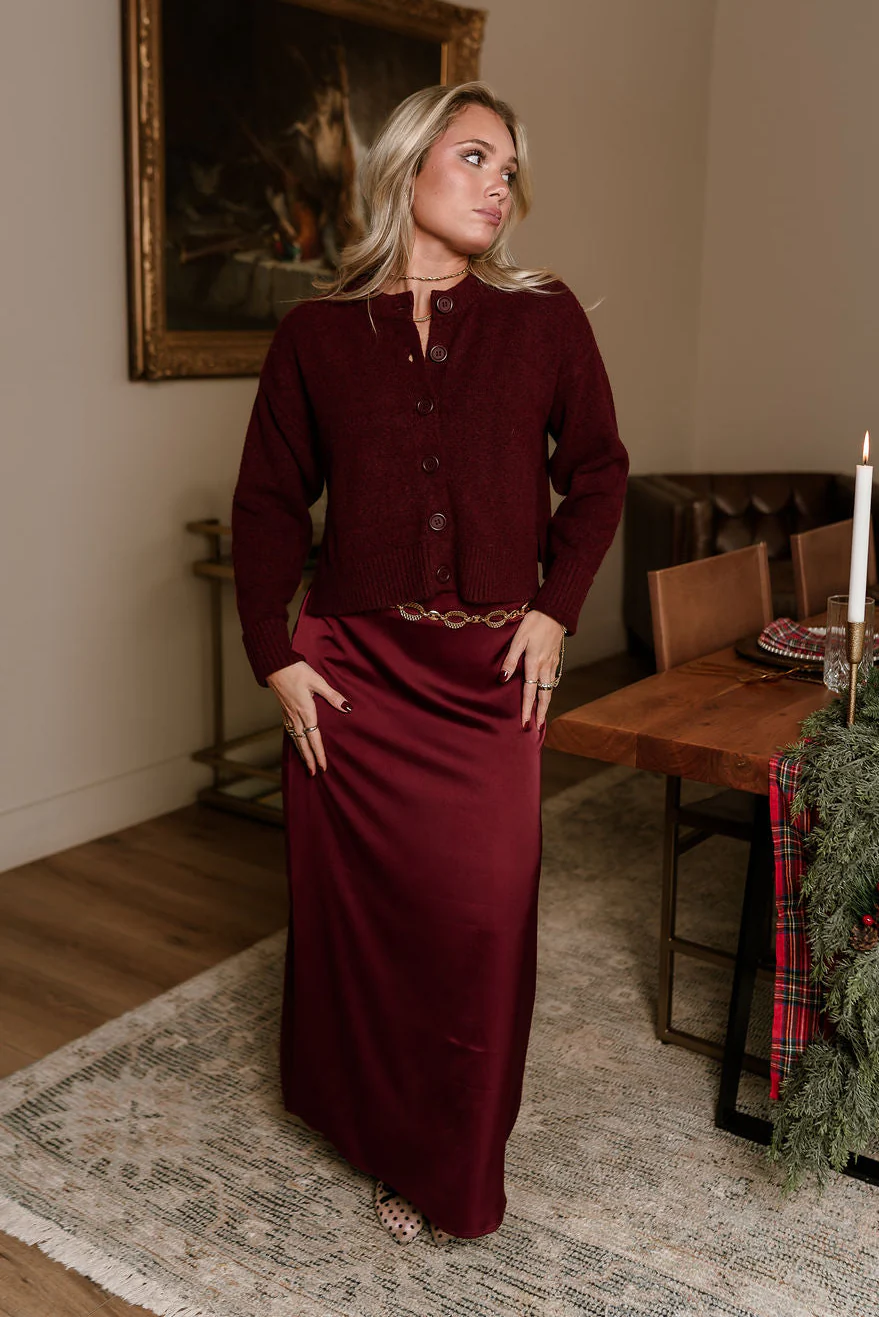 Bridgette Burgundy Side Slit Cardigan - Image 7