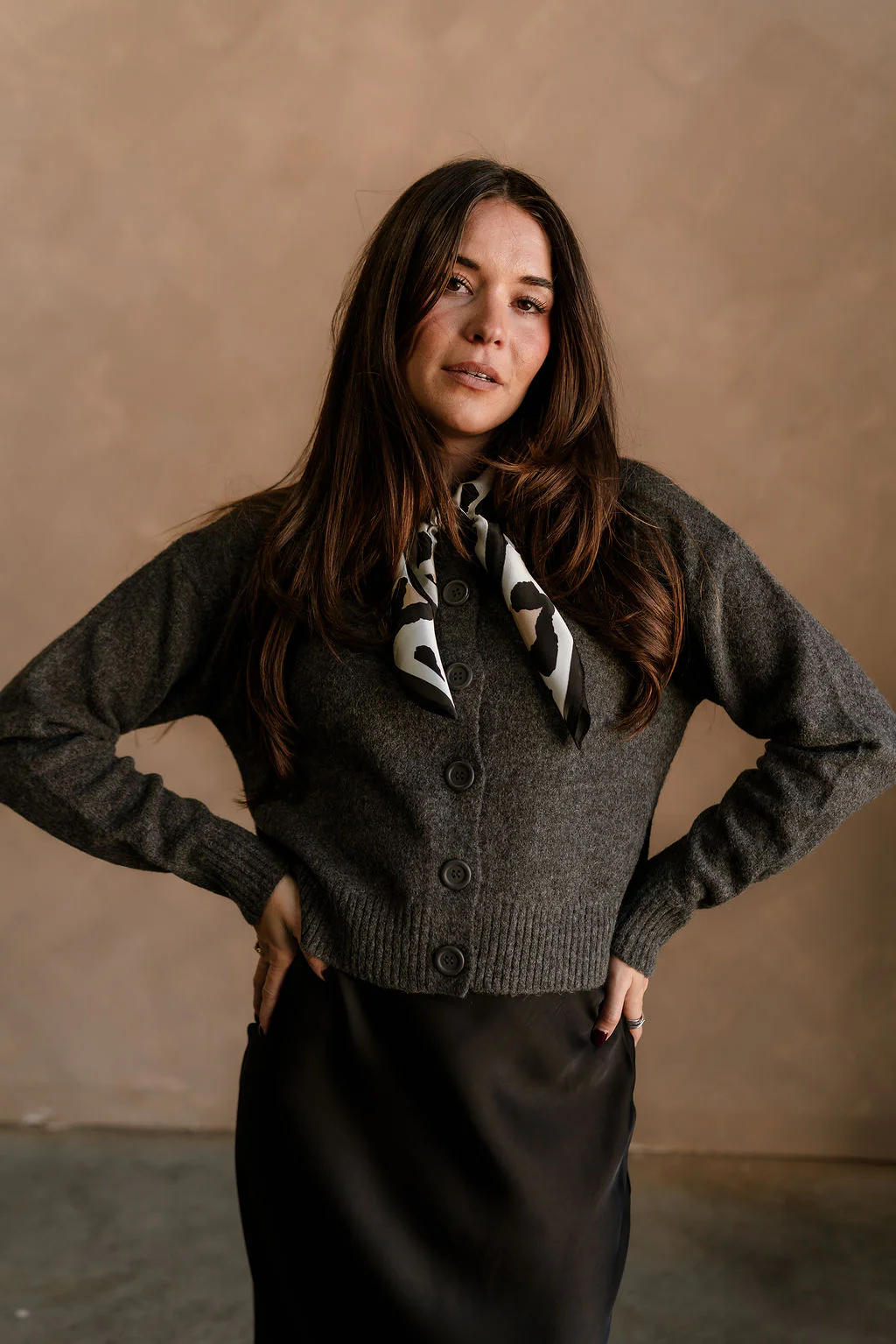 Bridgette Charcoal Grey Side Slit Cardigan - Image 2