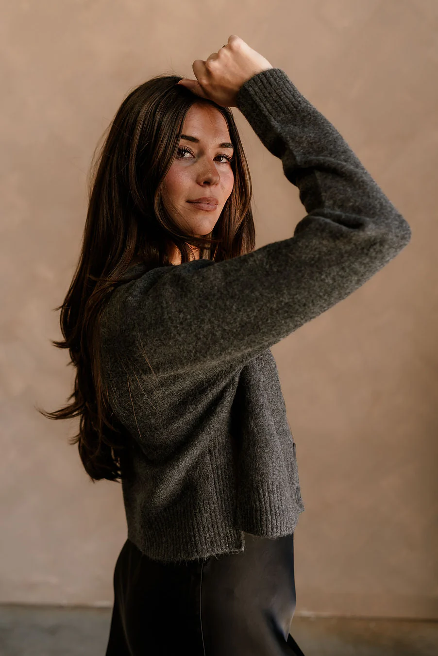 Bridgette Charcoal Grey Side Slit Cardigan - Image 7
